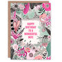 Boho Wildflowers Pink Flowers Wife Birthday Card, thumbnail 1 of 5