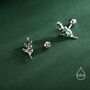 Sterling Silver Emerald Green Leaf Screw Back Earrings, thumbnail 2 of 9