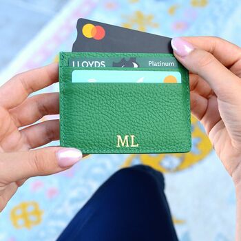 Personalised Monogrammed Leather Credit Card Holder Wallet, 2 of 8