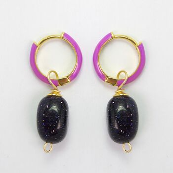 Romie Colourful Enamel Hoop Earrings With Gemstone Drop, 2 of 3