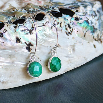 Emerald Sterling Silver Drop Earrings, 5 of 6