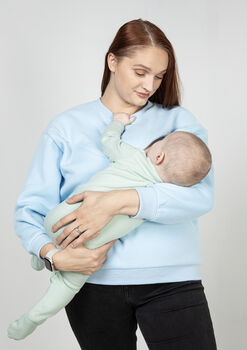 Women's Breastfeeding Blue Embroidered Sweatshirt, 3 of 3