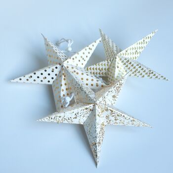 Paper Star Snowflake Christmas Decorations White Gold, 9 of 10
