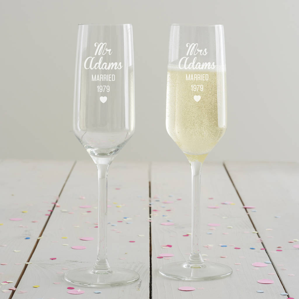 Personalised Anniversary Champagne Flute Set By Becky Broome