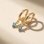 Tiny Aquamarine March Birthstone Dangle Rook Hoops, thumbnail 1 of 3