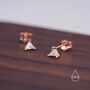 Sterling Silver Extra Tiny Minimalist Triangle Cz Crystal Stud Earrings, thumbnail 2 of 12