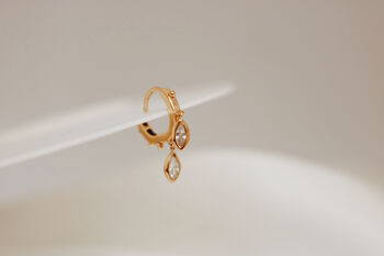 18ct Gold Plated Double Drop Helix Hoop, 2 of 10