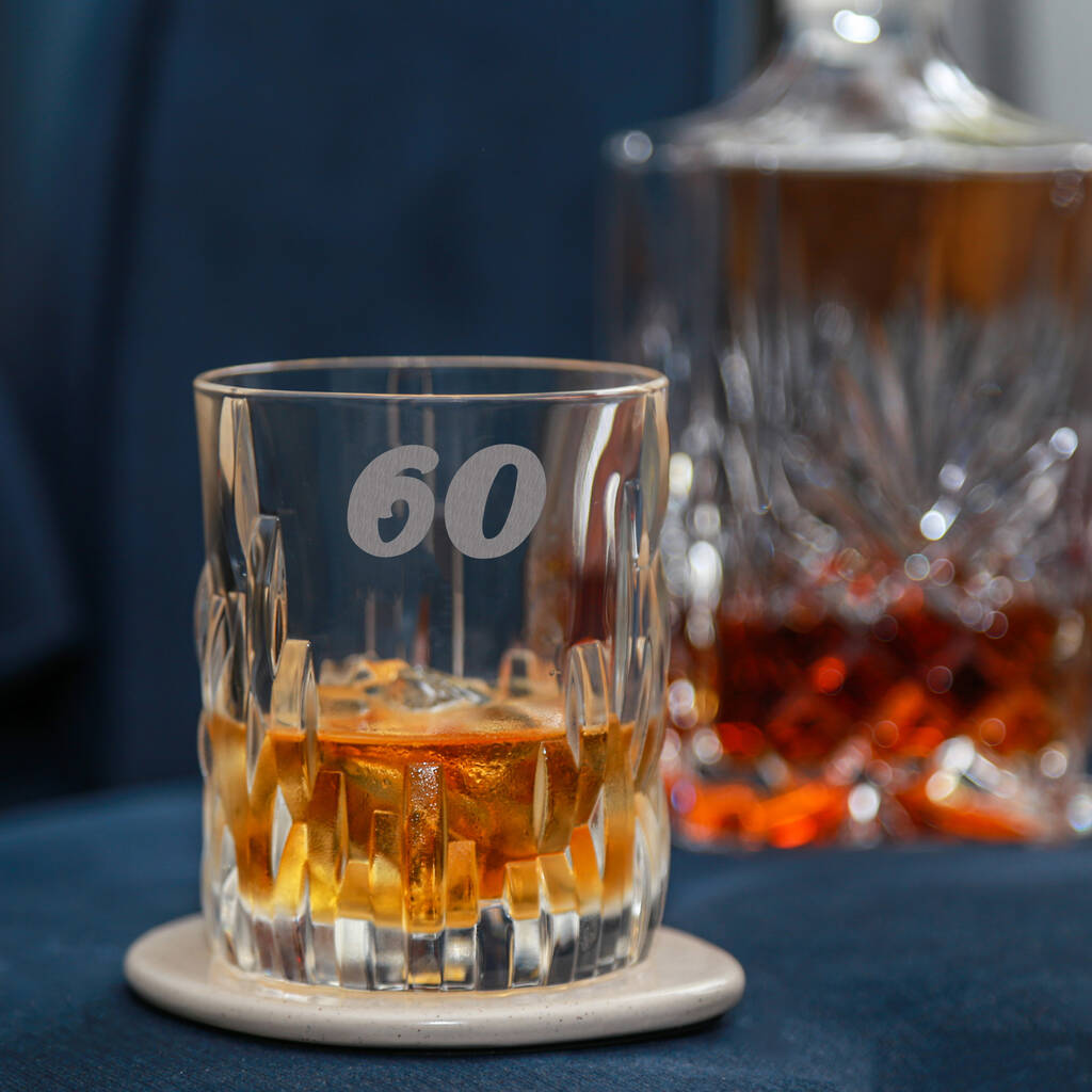 Personalised Art Deco Style Whiskey Glass 60th Birthday By Duncan