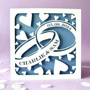 Personalised Entwined Wedding Rings Card, 2 of 4