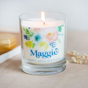 Personalised 60th Birthday Candle With Floral Design, 2 of 3