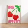 Bon Appetit Cherry Kitchen Wall Art Print, thumbnail 3 of 7