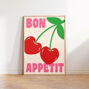 Bon Appetit Cherry Kitchen Wall Art Print, 3 of 7