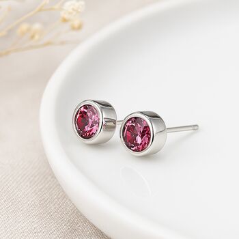 Sterling Silver October Birthstone Stud Earrings – 7mm, 2 of 7