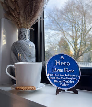Polished Metal Heritage Gift Blue Plaque For Dad, 3 of 3
