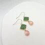 Green And Pink Geometric, Dainty Drop Earrings, thumbnail 6 of 9