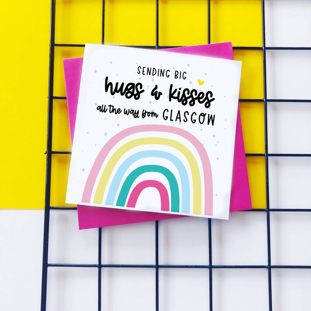 Personalised Hugs And Kisses Rainbow Card