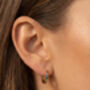 Women's Small Hoop Earrings With Colourful Stones, Rainbow Jewellery In 18k Gold, thumbnail 2 of 5