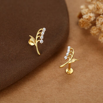 Sterling Silver Lily Of The Valley 16 G Flat Back Labret Earrings, 5 of 12