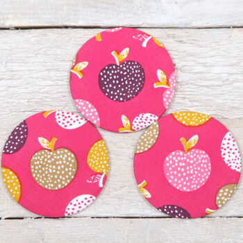 Pink Apple Print Fabric Handbag Mirror, 3 of 4