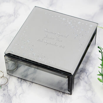 Personalised Message Diamanté Glass Trinket Box, 2 of 6