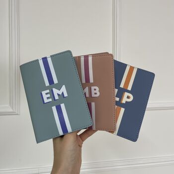 Personalised Faux Leather Stripe Travel Set, 2 of 10