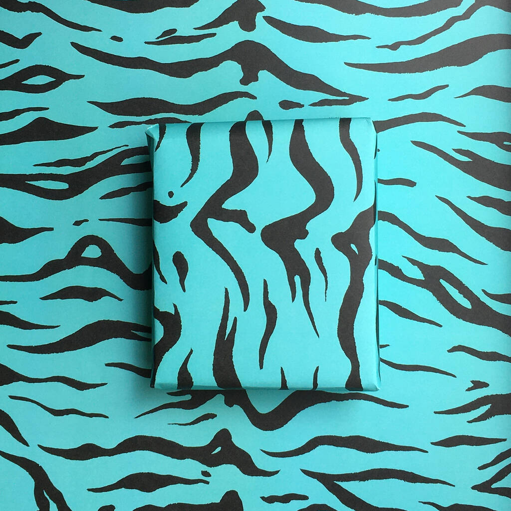 Download Turquoise Tiger Print Wrapping Paper Two Sheets By Petra ...