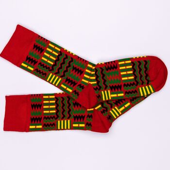 Kuba Red Afropop Socks, 5 of 6