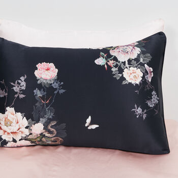 Silk Pillowcase Midnight Fleur Japonaise Blue, 4 of 7