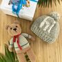 Handmade Teal Teddy And Hi Hat Fair Trade Toy Gift Set, thumbnail 2 of 2