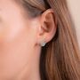 Silver Druzy Round 18k Rose Gold Plated Earrings, thumbnail 3 of 4