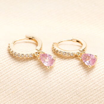 Birthstone Crystal Huggie Hoop Earrings In Gold, 11 of 12