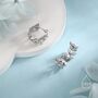 Cz Olive Leaf Huggie Hoop In Sterling Silver, thumbnail 7 of 12