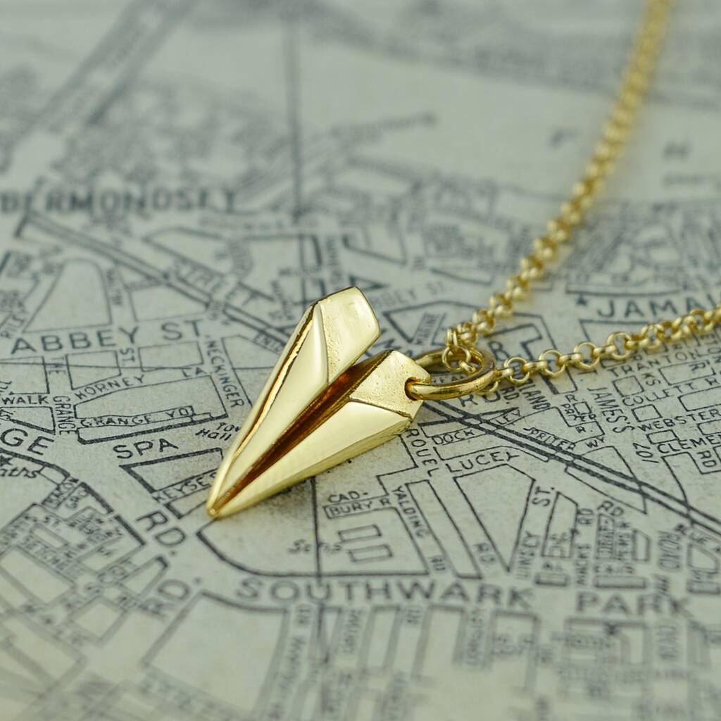 Personalised Gold Plated Paper Plane Necklace By Lily Charmed