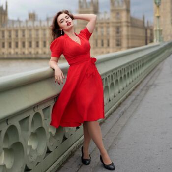 Nancy Dress In Lipstick Red Vintage 1940s Style, 2 of 2