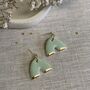 Ceramic Earrings Mint Arch Gold Lustre, thumbnail 3 of 4