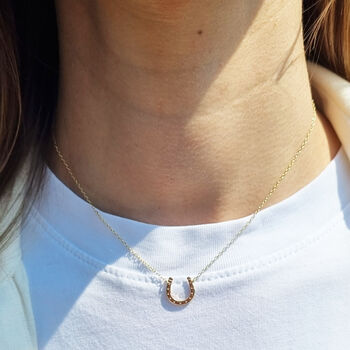 Horseshoe Necklace Silver/Gold Vermeil, 2 of 8