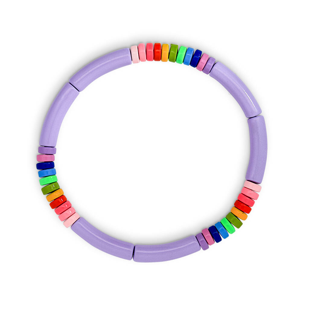 Lilac And Rainbow Metal Beaded Bracelet