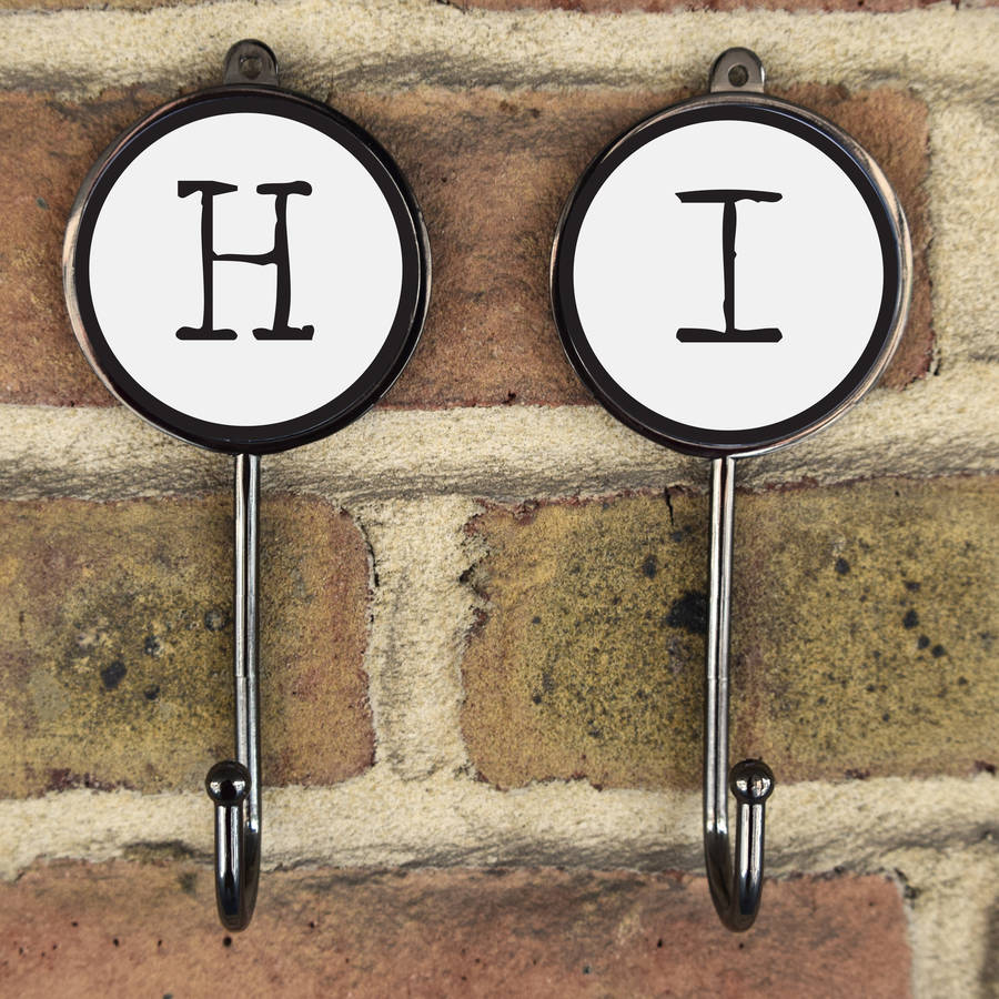 typewriter style letter initial alphabet coat hooks by pushka home