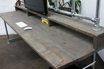 Ethan Scaffolding Board Desk With Monitor Mount Rails, 6 of 8