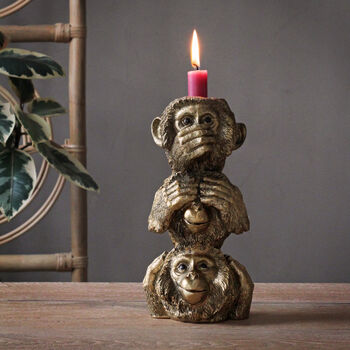 Gold Evil Monkey Mantra Candlestick, 5 of 5