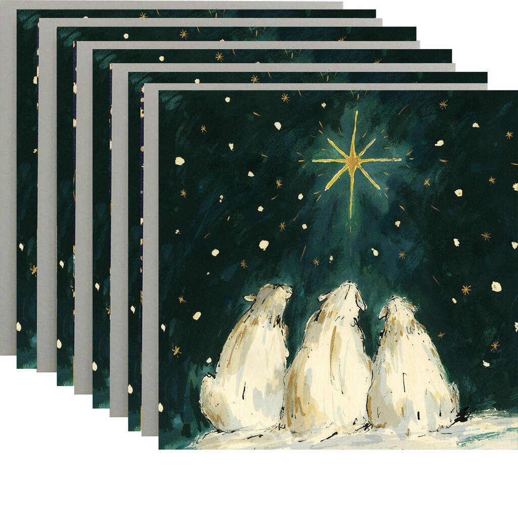 Christmas Wishes Polar Bear Gold Foil Card Pack Of Six