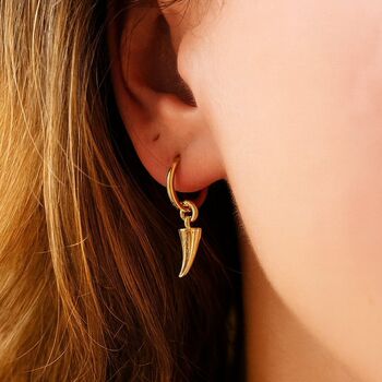 Horn Charm Hoop Earrings, 2 of 5