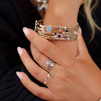 Silver Bangle With Blue Topaz, Iolite And Amethyst, 2 of 11