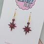 Red Sparkly Festive Star Glitter Christmas Earrings, thumbnail 3 of 5