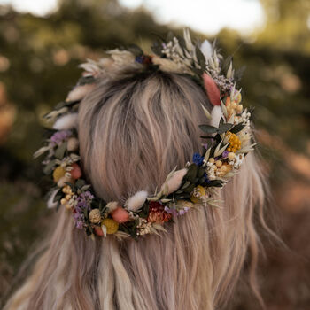 Harlow Dried Flower Crown Wedding Headband, 3 of 4