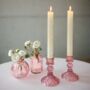 Pink Pressed Glass Candlestick, thumbnail 3 of 8