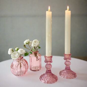 Pink Pressed Glass Candlestick, 3 of 8