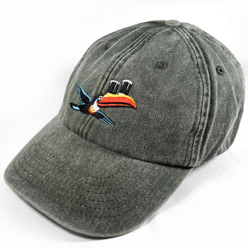 Vintage Toucan Embroidered Washed Cotton Hat, 6 of 8