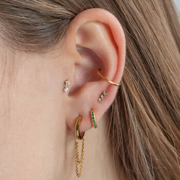 14 Carat Gold Disco Tragus, Solid Gold Labret Earring, 4 of 5