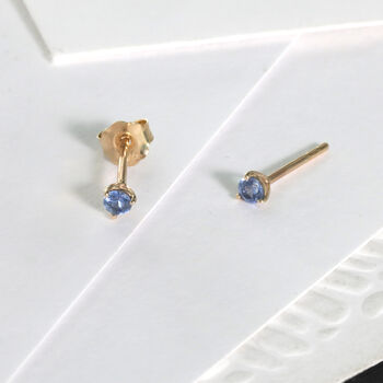 Petite 9k Gold Sapphire Stud Earrings, 2 of 4